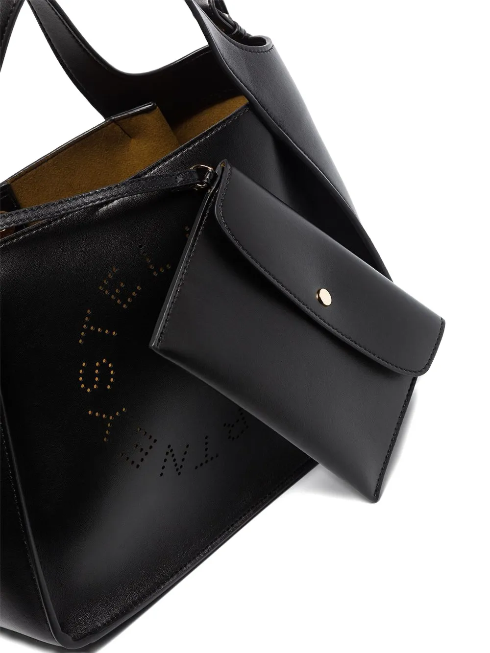 Stella Mccartney Perforated-detail Leather Shoulder Bag In Black
