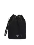 Prada logo-plaque drawstring pouch - Black