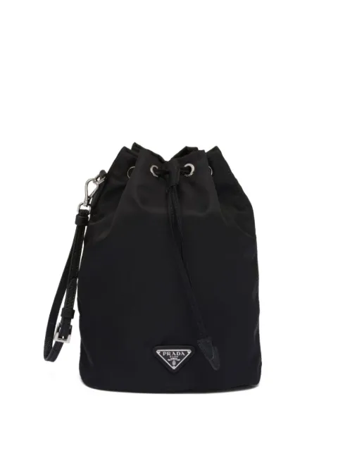 Prada bolsa de mano con cordones y placa del logo