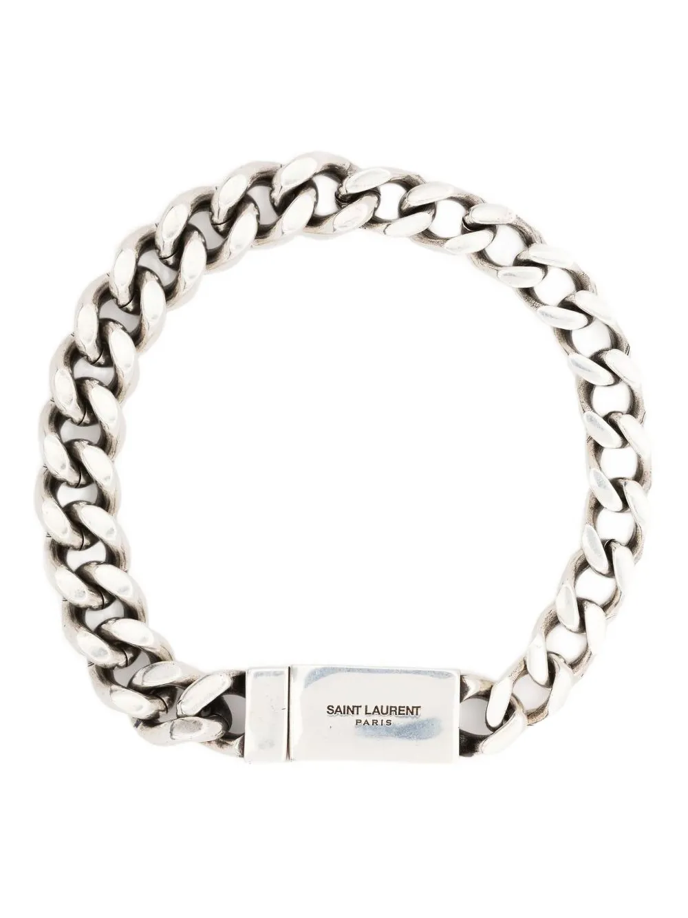 Saint Laurent engraved-logo chain-link bracelet | Silver | Image 1