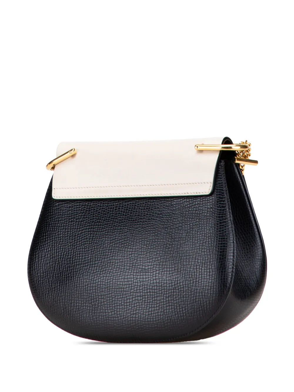 Pre-owned Chloé 2016 Small Bicolor Smooth And Grained Calfskin Drew Crossbody Bag In Brown