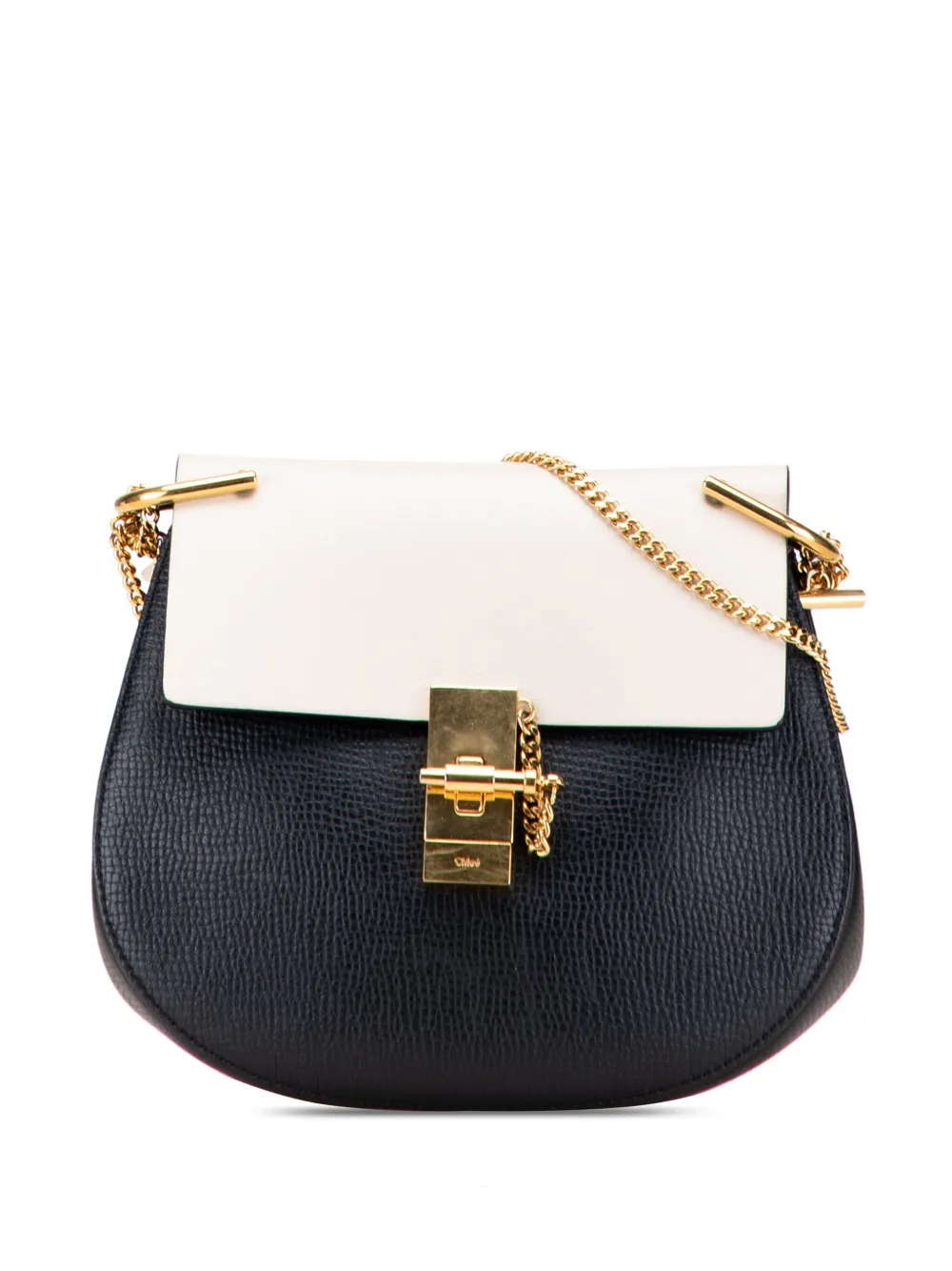Chloé Pre-Owned 2016 Small Bicolor Smooth and Grained Calfskin Drew Chloé Pre-Owned 2016 Small Bicolor Smooth and Grained Calfskin Drew