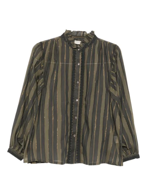 MAISON HOTEL striped lace-trim blouse