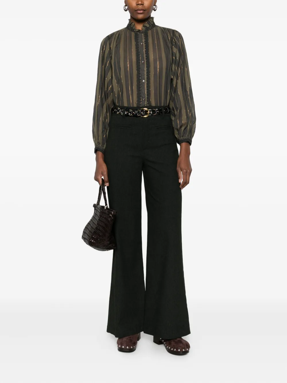 MAISON HOTEL striped lace-trim blouse | Blouses | Image 2