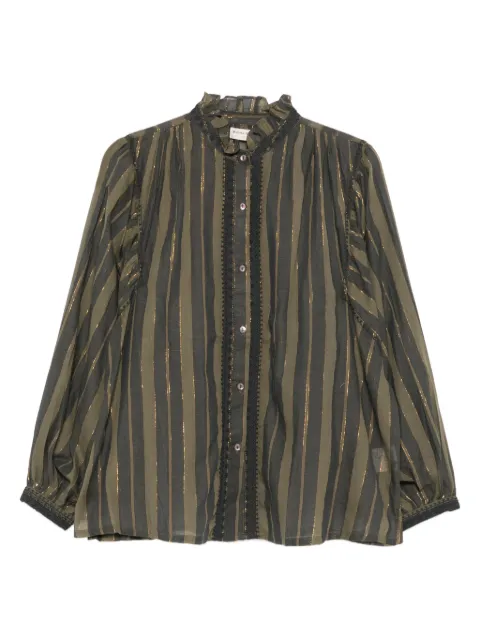 MAISON HOTEL striped lace-trim blouse