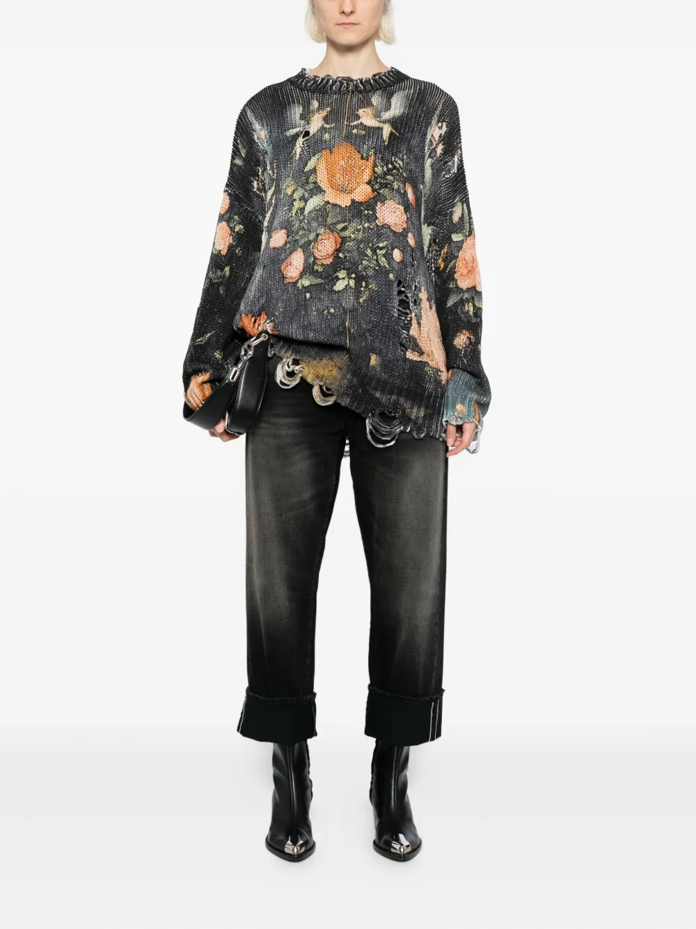 R13 Jeans met logopatch - Zwart