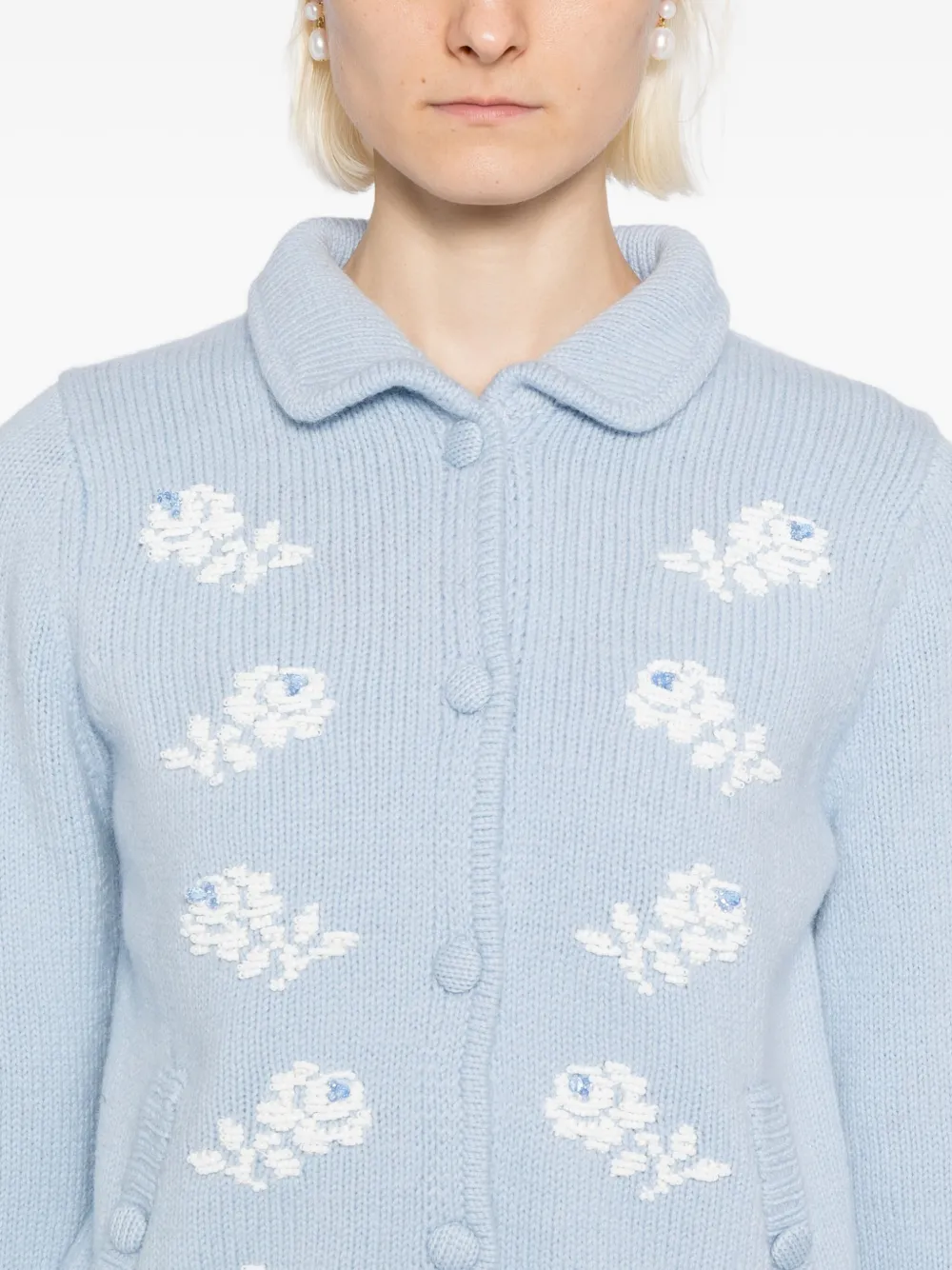 Shushu-tong Bead-embellished Cardigan In Blue
