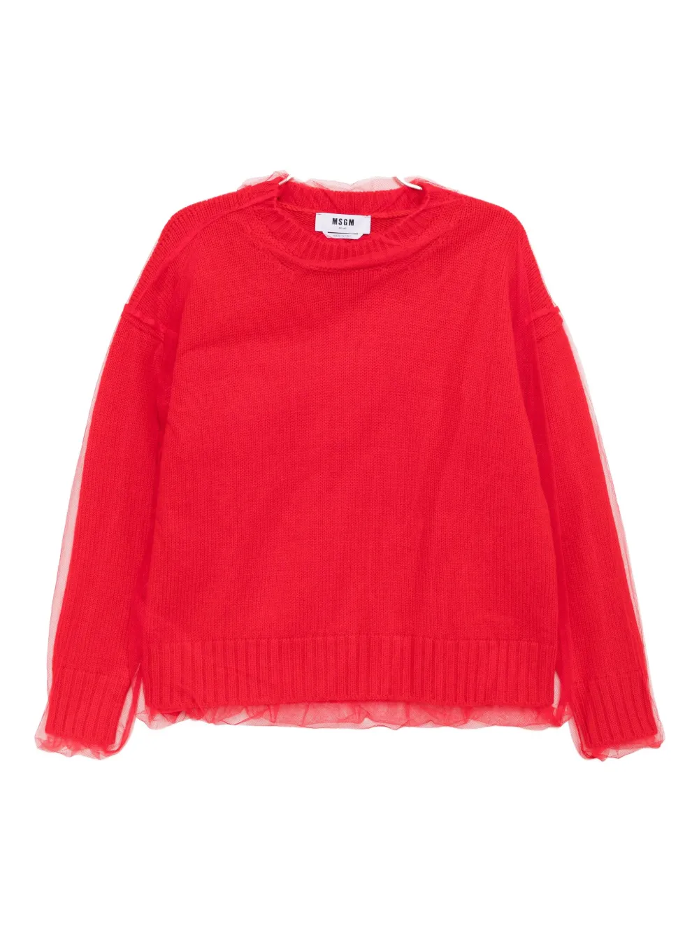 Msgm Tulle-overlay Jumper In Red