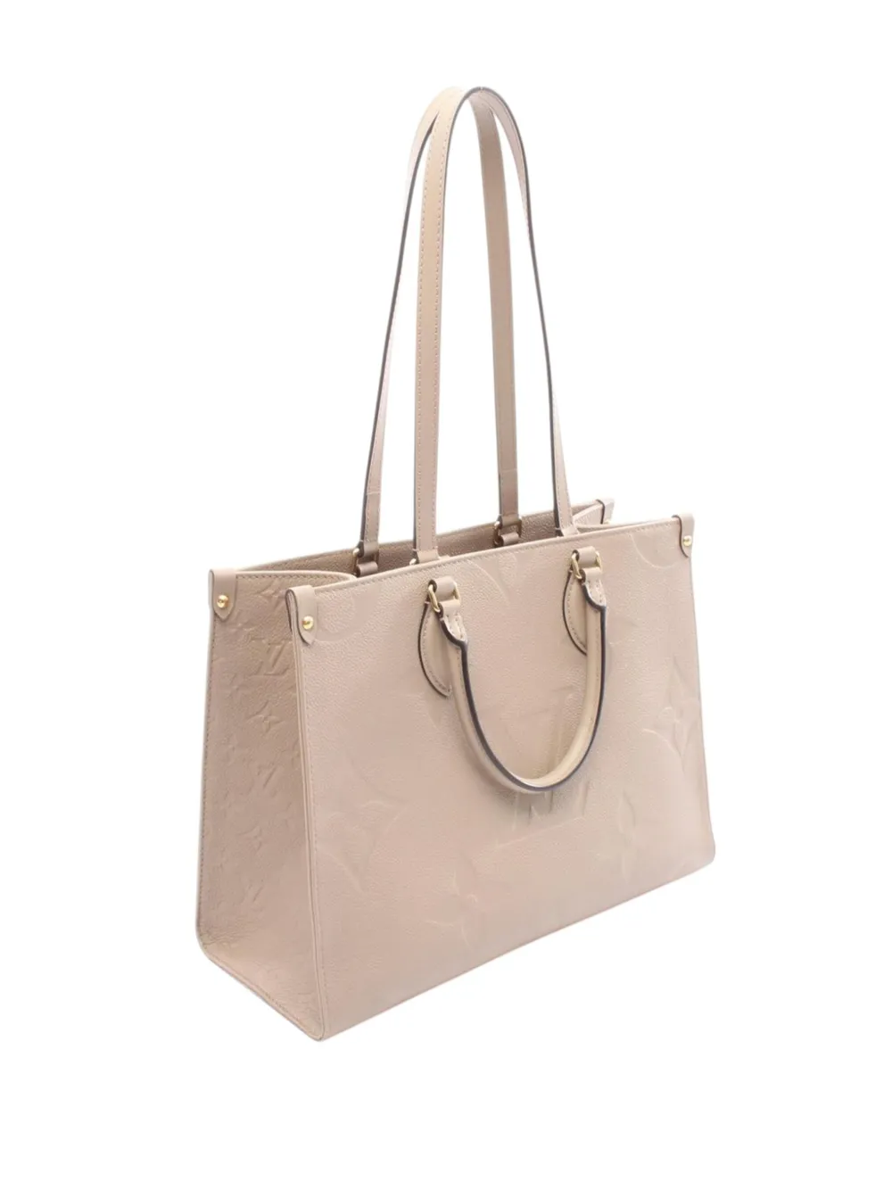 Pre-owned Louis Vuitton 2021-2025 Monogram Empreinte Onthego Mm Satchel In Brown
