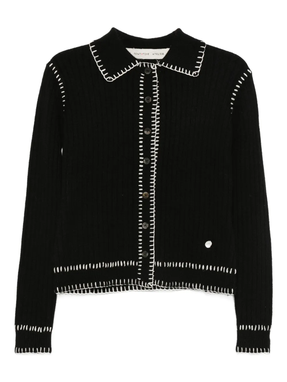 A Tentative Atelier contrast-stitch cardigan | Black | Image 1