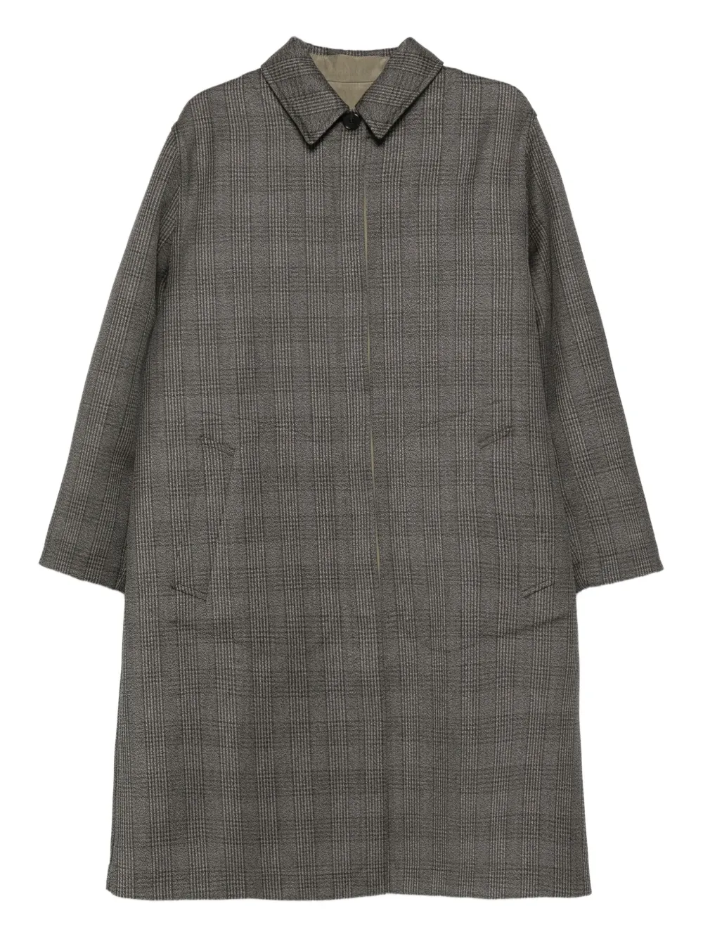 The Row wool-silk check coat | Black | Image 1