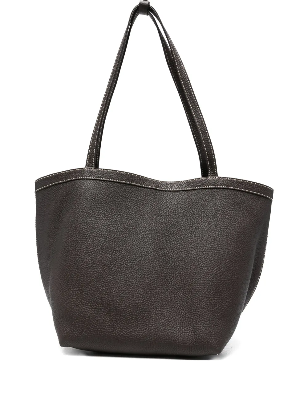 The Row Contrast-stitching Tote Bag In Brown