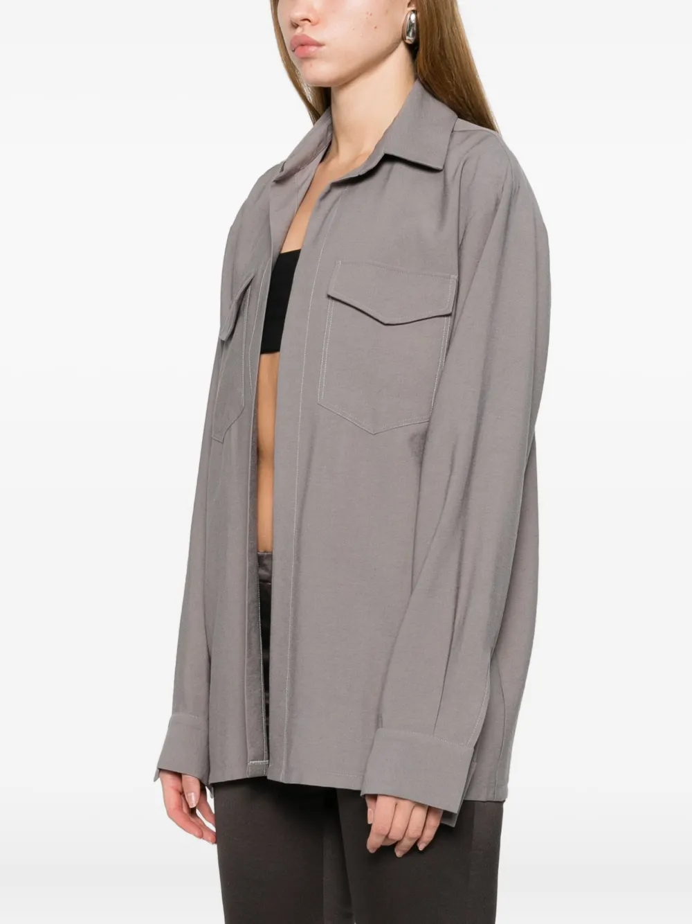 NotRainProof flap-pocket shirt - Grijs