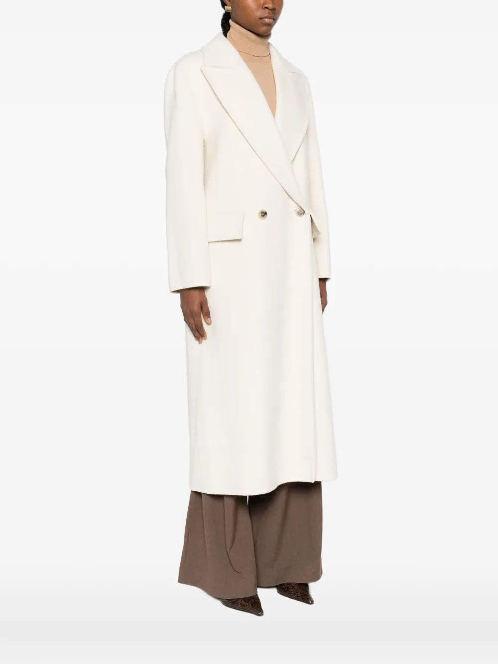 Vicolo Wool-blend Coat In White