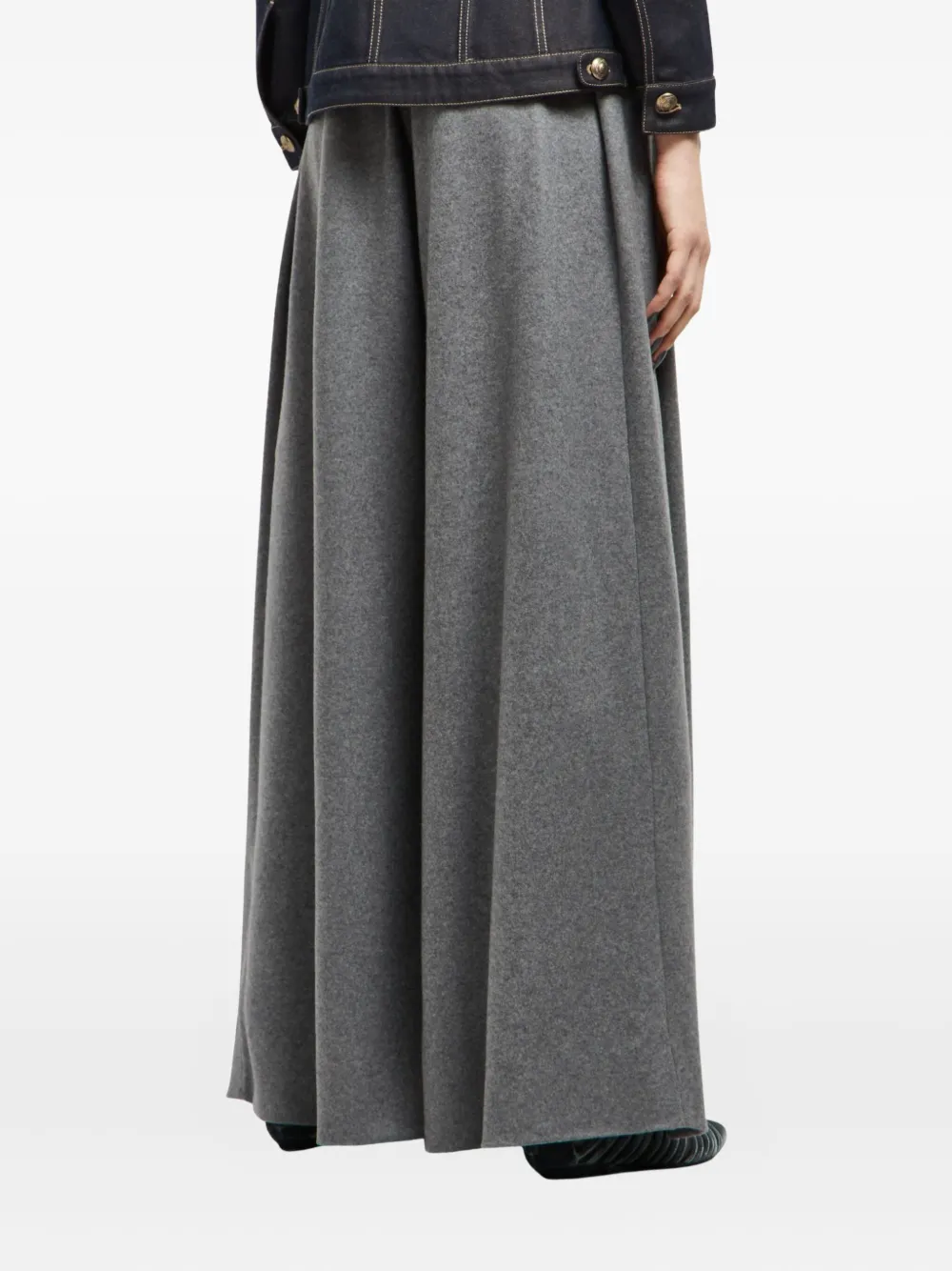 Giorgio Armani High Waist Full Length Wide Leg Trousers In Black
