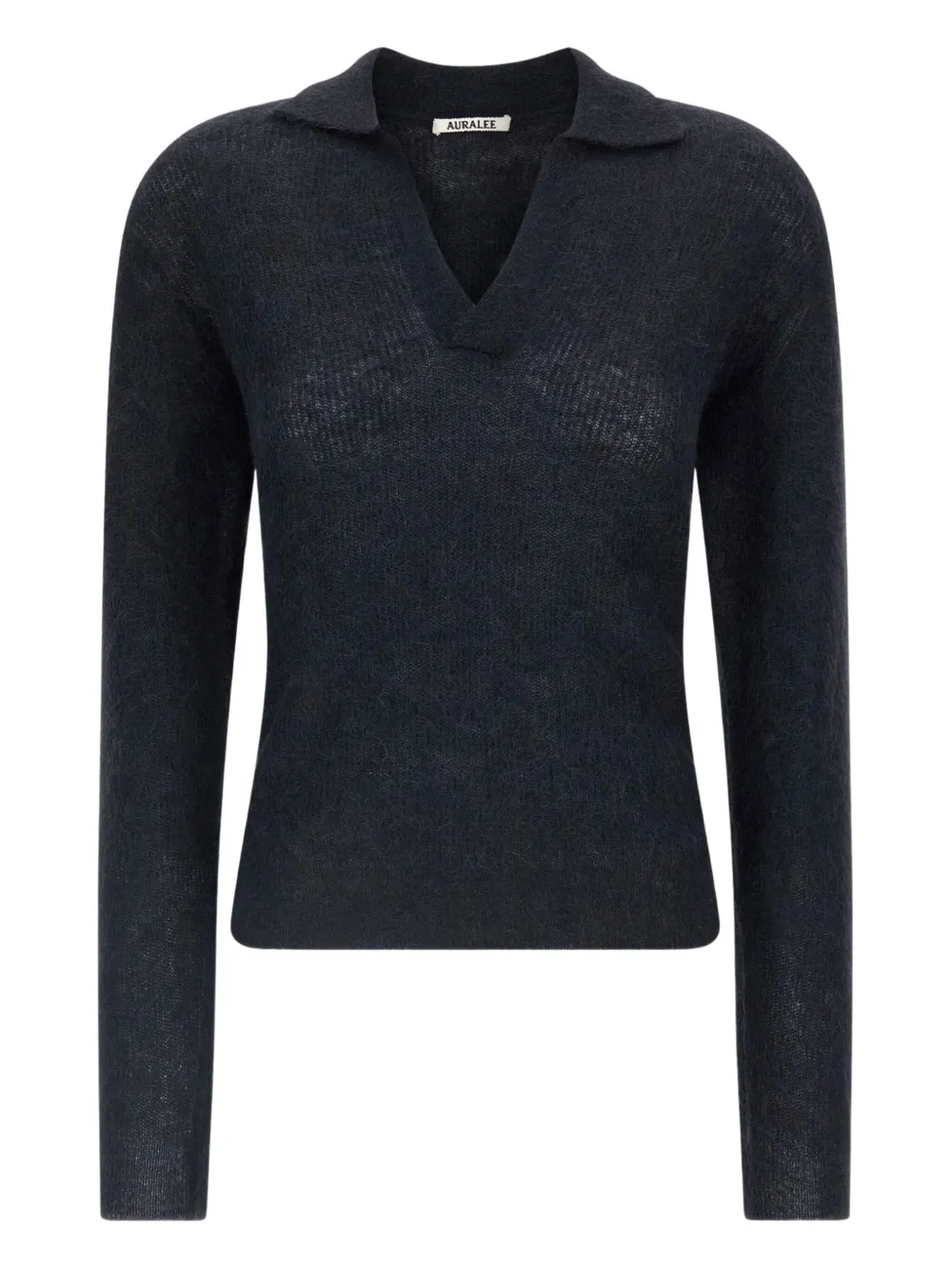 Auralee Skipper Polo Sweater In Black