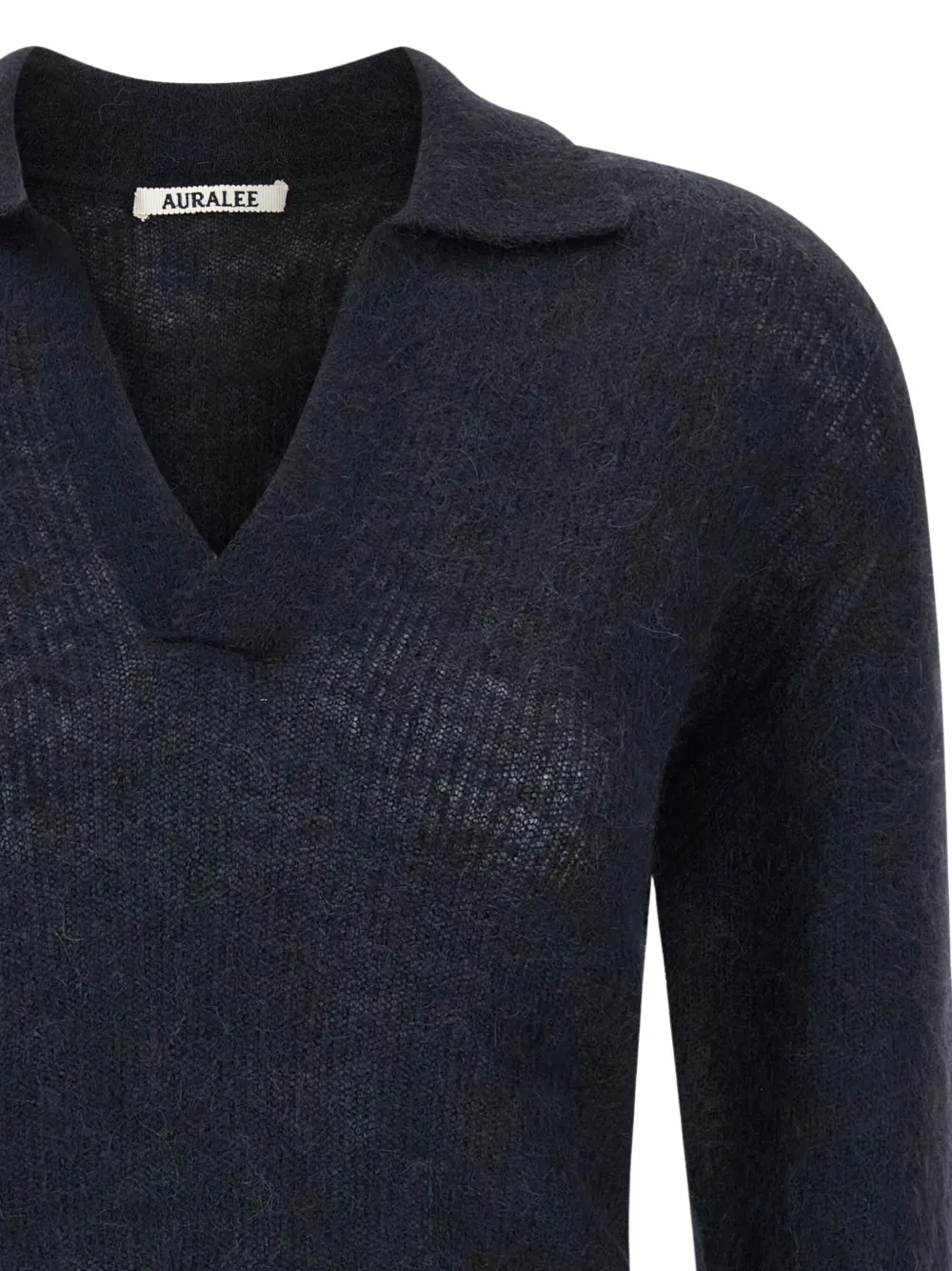 Auralee Skipper Polo Sweater In Black