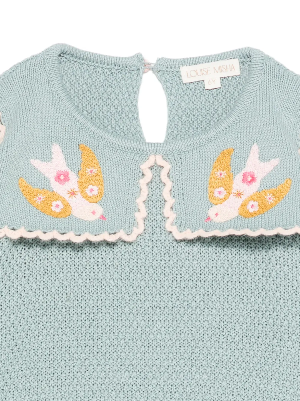 Louise Misha Trui met geborduurde kraag Blauw
