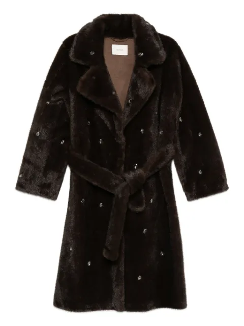 VICOLO rhinestone-embellished belted coat