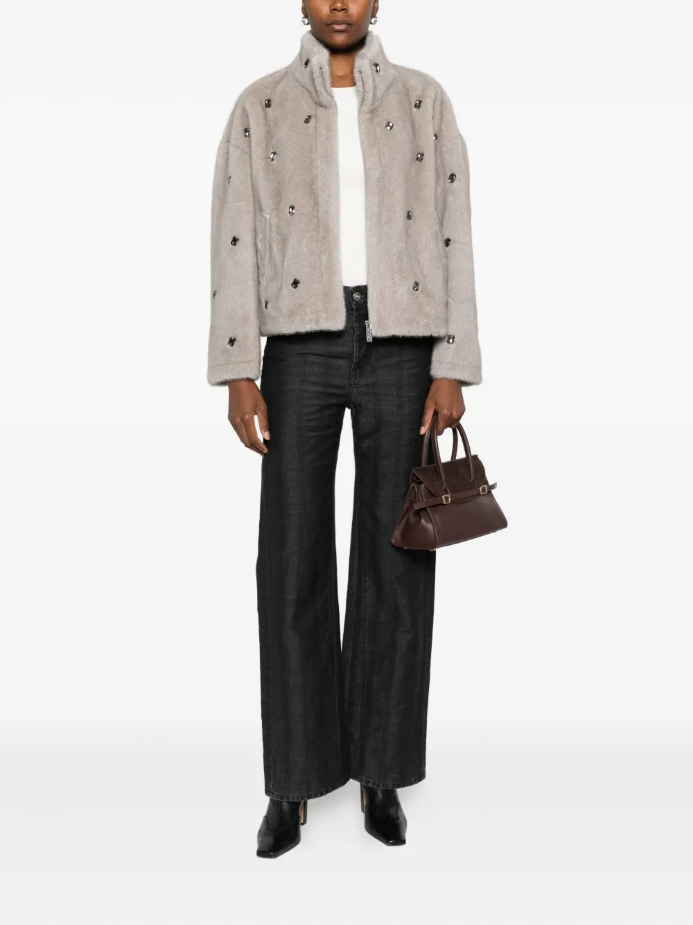 VICOLO crystal-embellished coat | Faux Fur & Shearling Coats | Image 2
