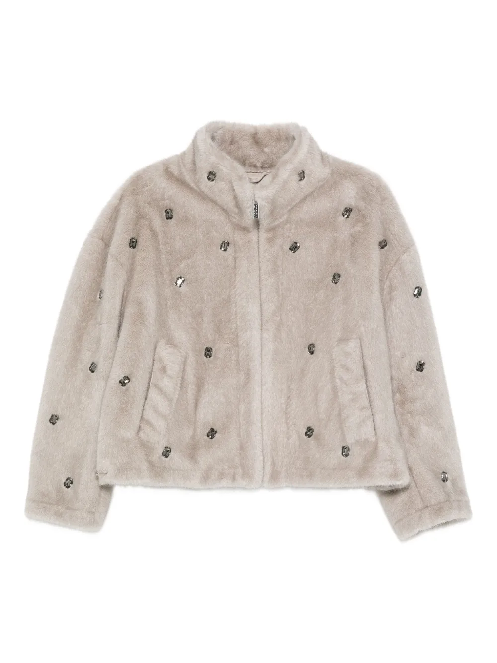 VICOLO crystal-embellished coat | Neutrals | Image 1