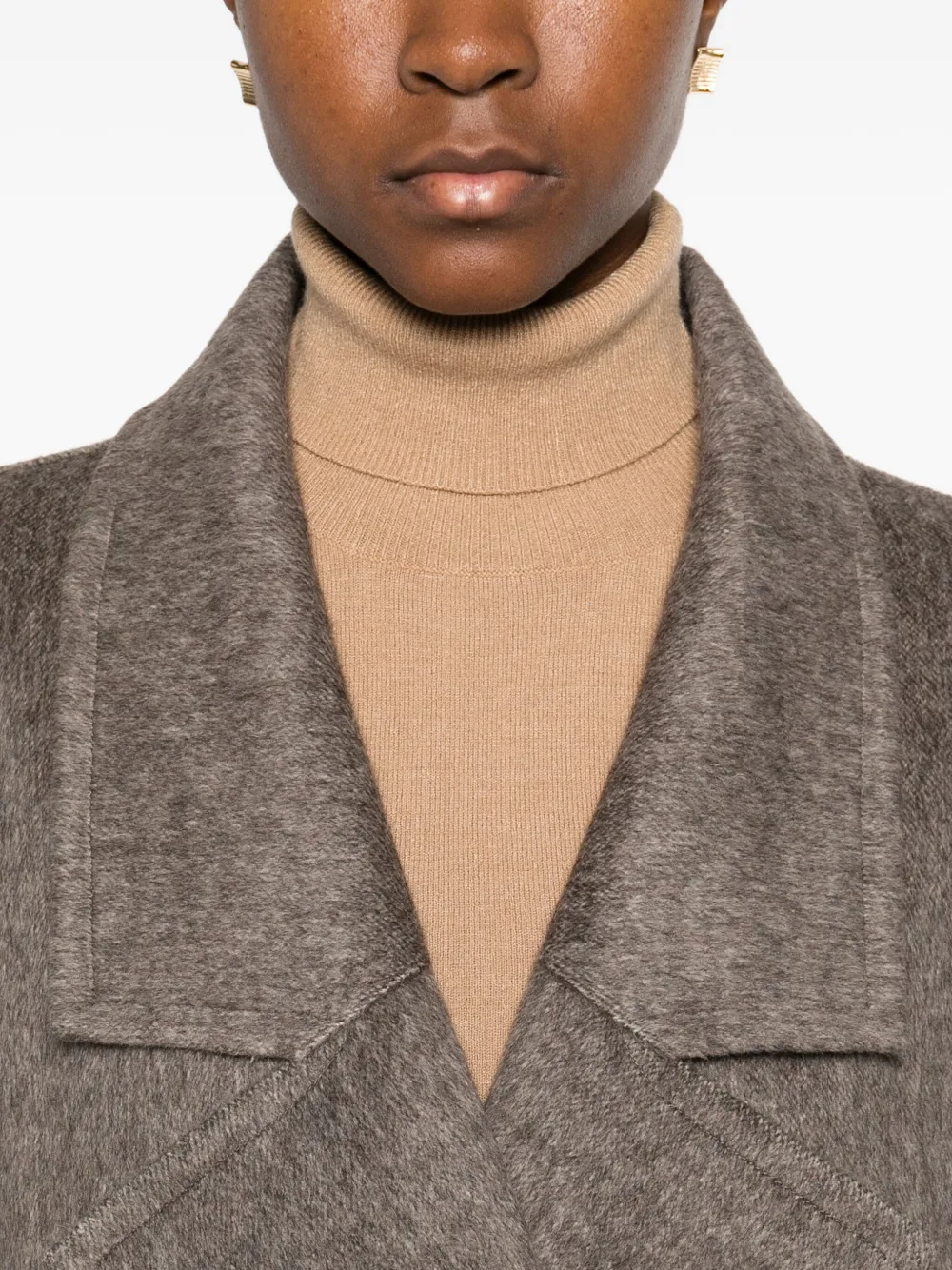 Vicolo Wool-blend Double-breasted Coat In Brown