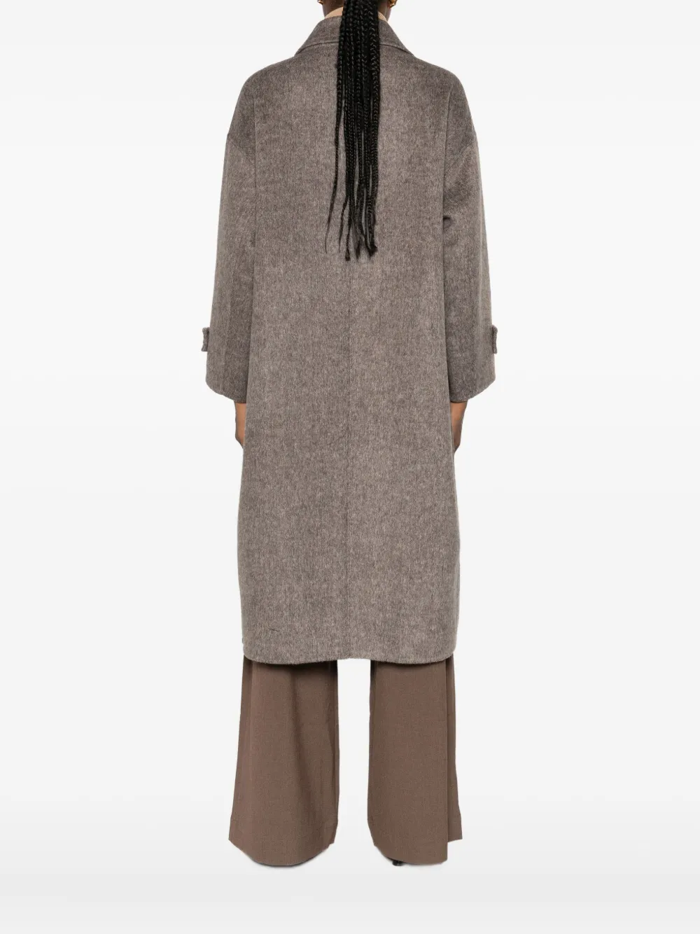 Vicolo Wool-blend Double-breasted Coat In Brown