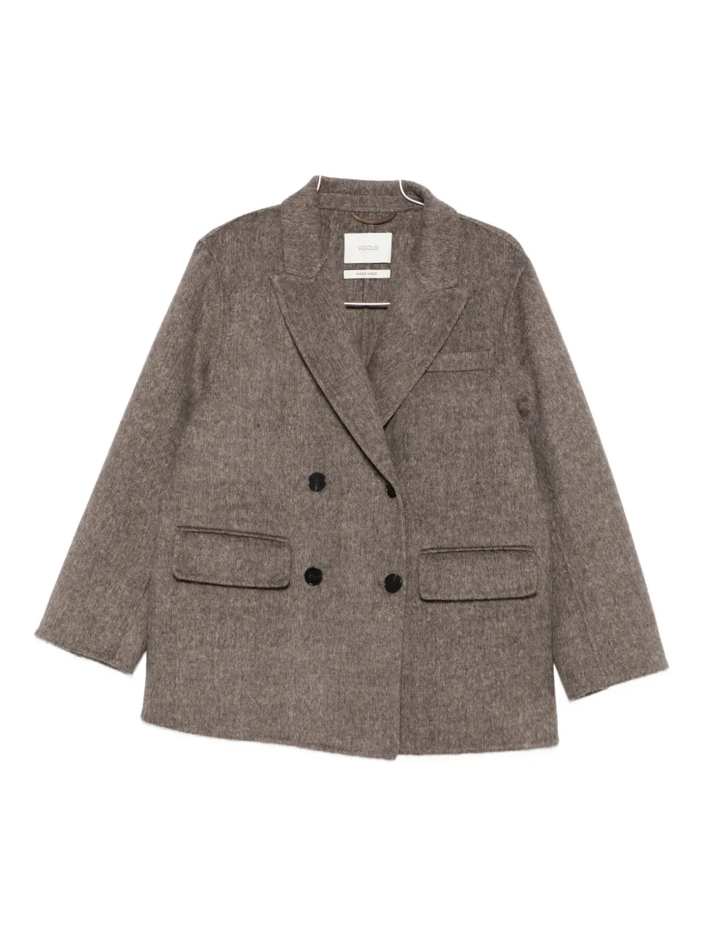 Vicolo Double-breasted Flap-pocket Jacket In Brown