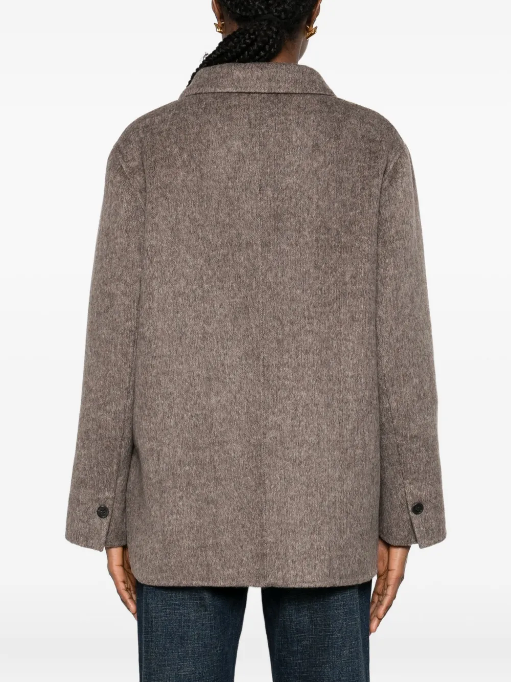 Vicolo Double-breasted Flap-pocket Jacket In Brown