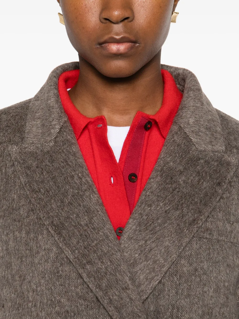 Vicolo Double-breasted Flap-pocket Jacket In Brown