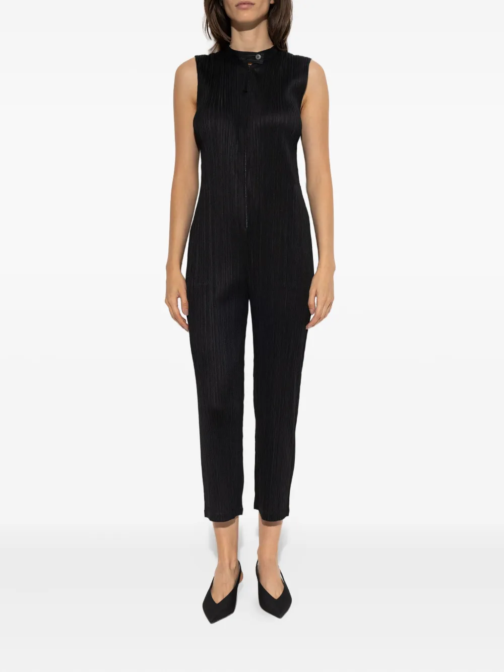 Pleats Please Issey Miyake pleated zip jumpsuit - Zwart