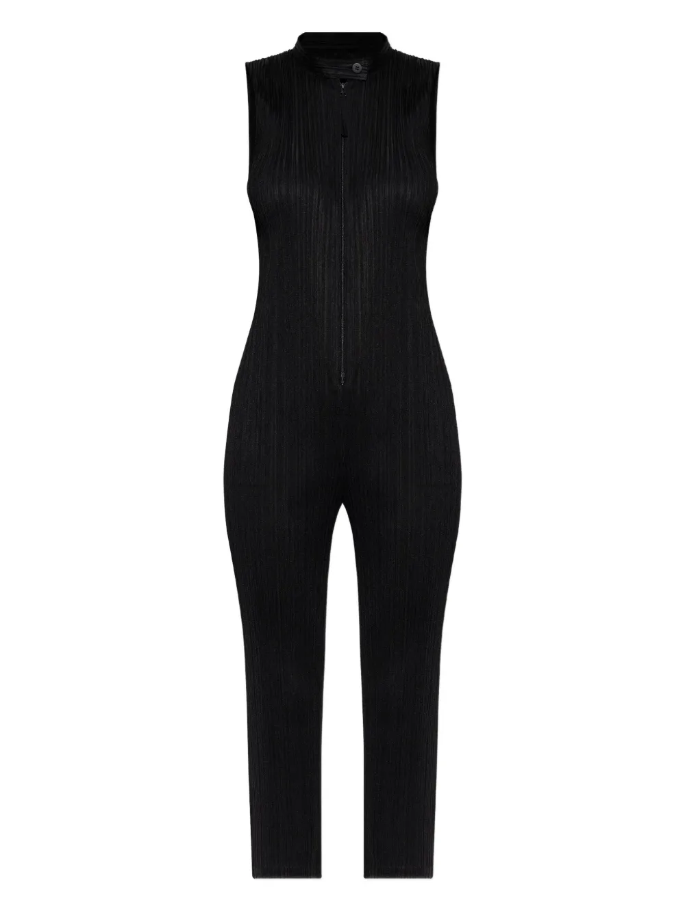 Issey Miyake Pleated Zip Jumpsuit In Black