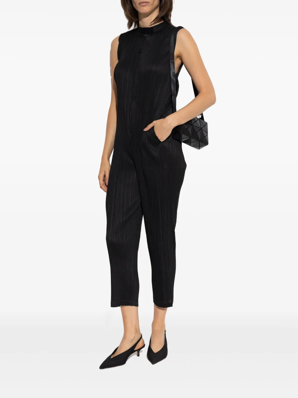 Pleats Please Issey Miyake Jumpsuit met plooien en rits Zwart