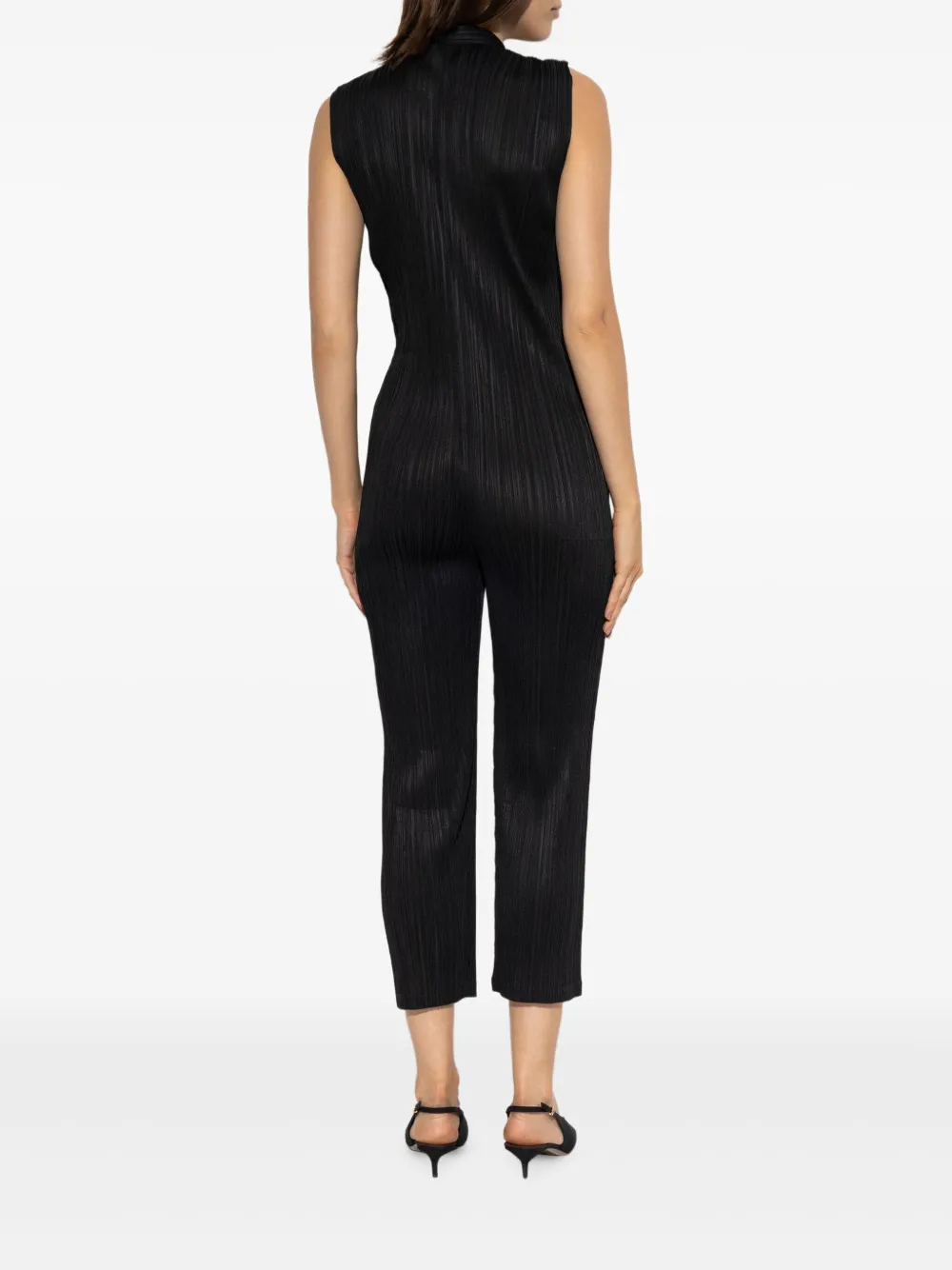 Pleats Please Issey Miyake Jumpsuit met plooien en rits Zwart