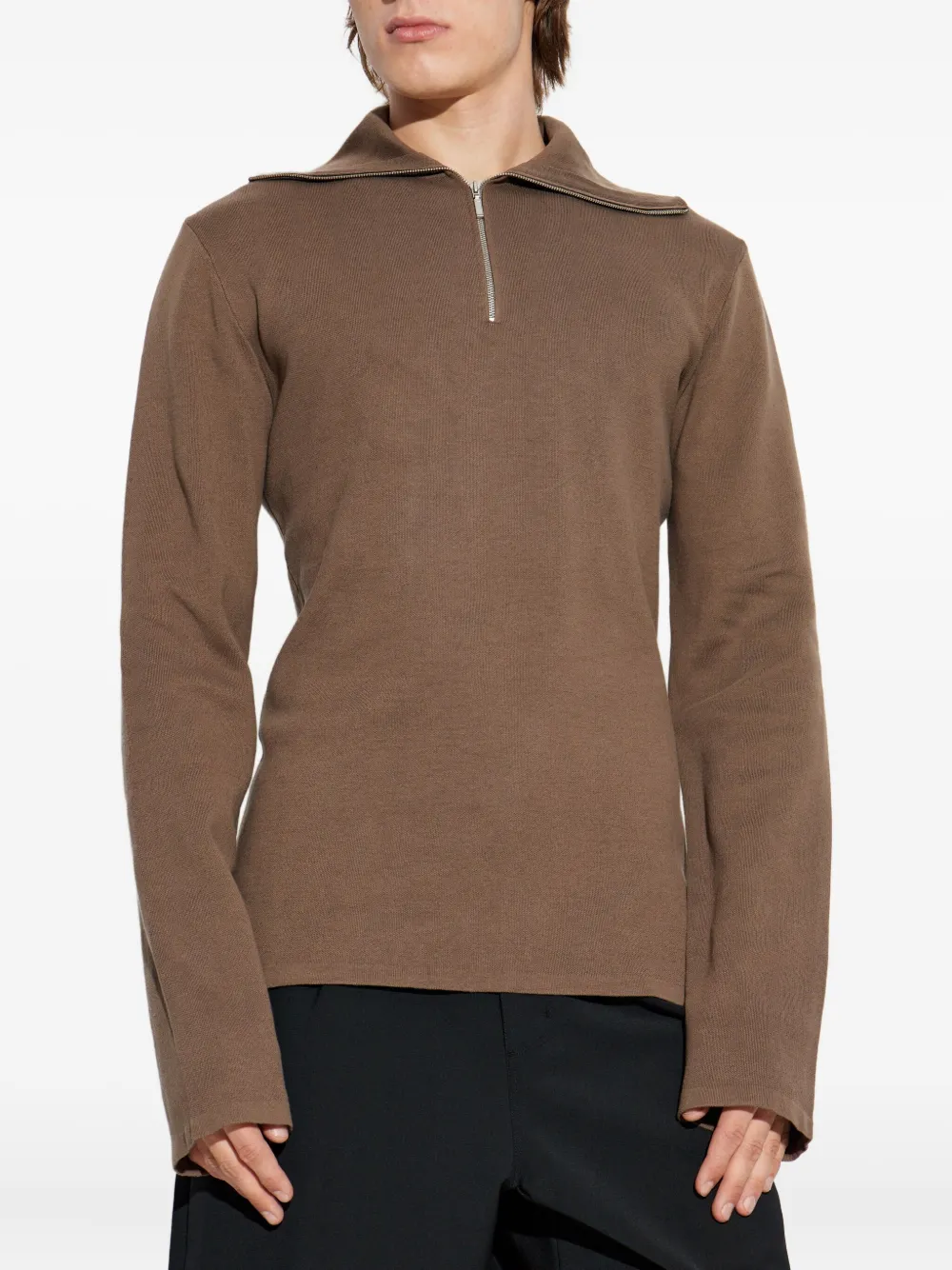 Entire Studios Zip-up Collared Sweater In Brown