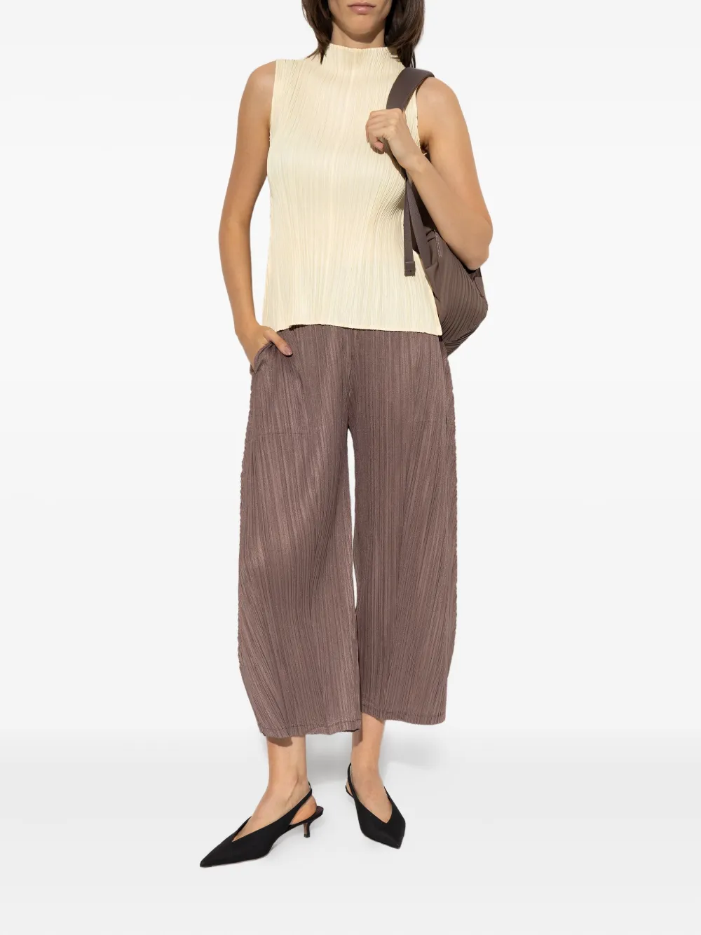 Pleats Please Issey Miyake haut plissé à col montant | Débardeurs | Image 2