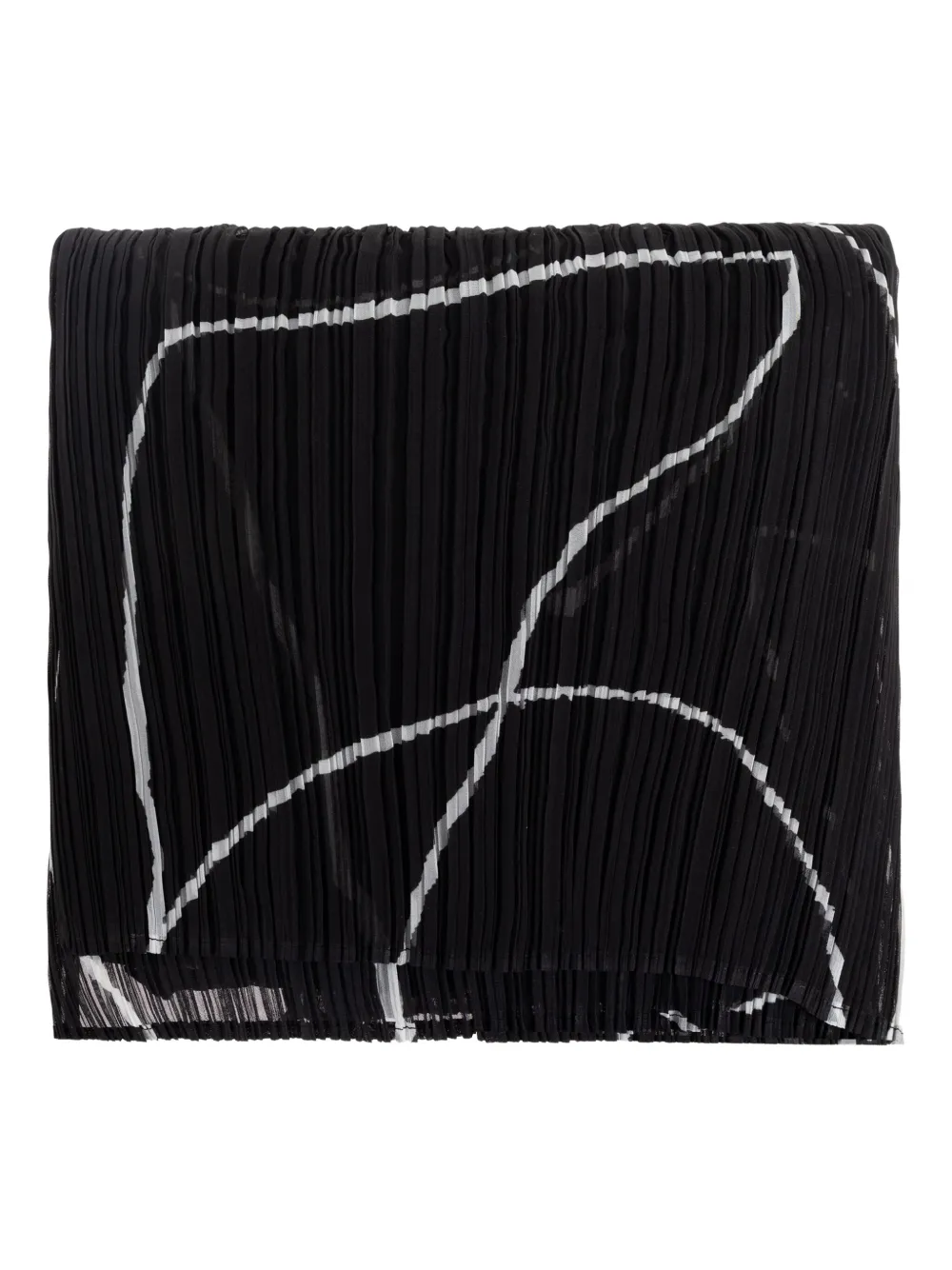 Issey Miyake Pleated Printed Scarf In Black