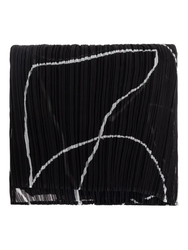 お値下げしました　プリーツプリーズ　ブラックスカーフ Pleats Please Issey Miyake プリント スカーフ | ブラック | FARFETCH JP