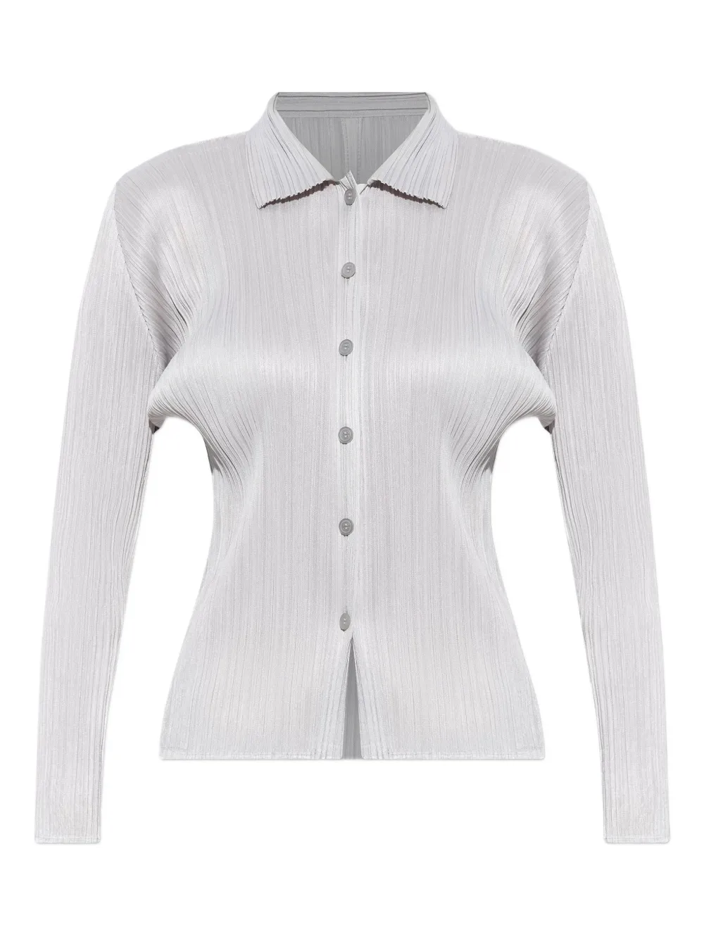 Issey Miyake Buttoned Plissé Shirt In Silver