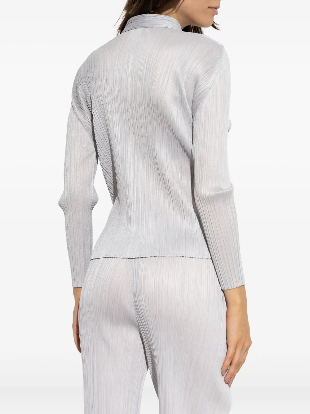 Issey Miyake Buttoned Plissé Shirt In Silver