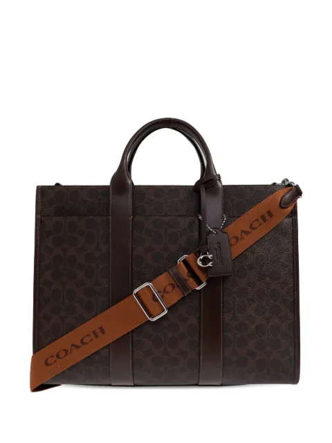 Coach handle patterned tote bag