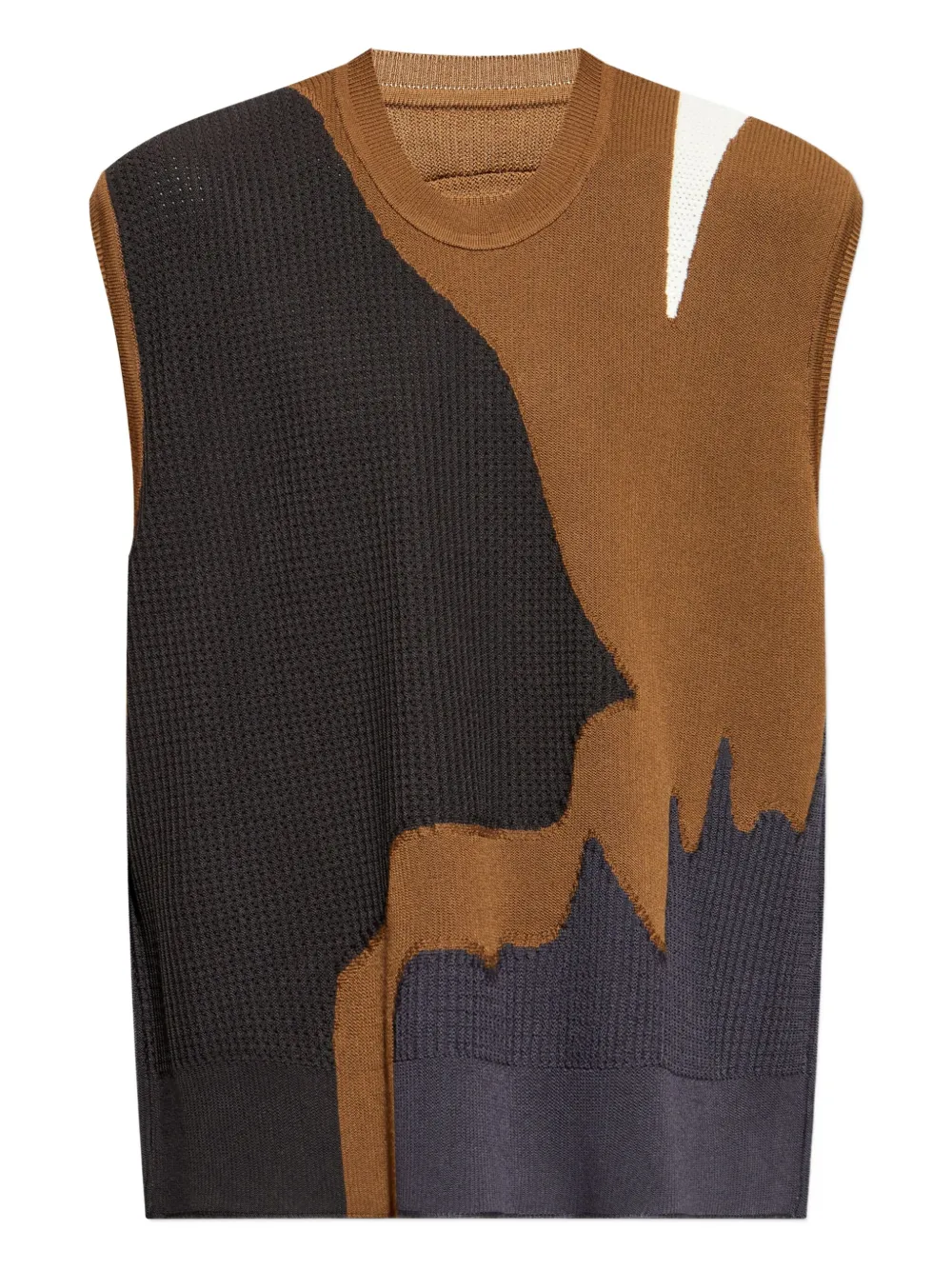 Homme Plissé Issey Miyake round neckline vest | Brown | Image 1