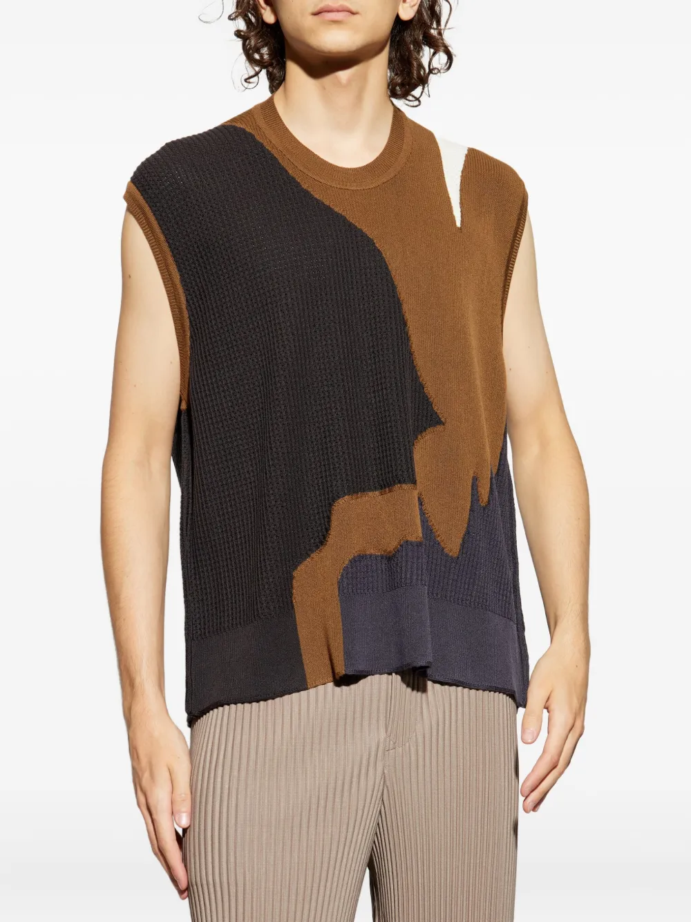 Issey Miyake Round Neckline Vest In Multi