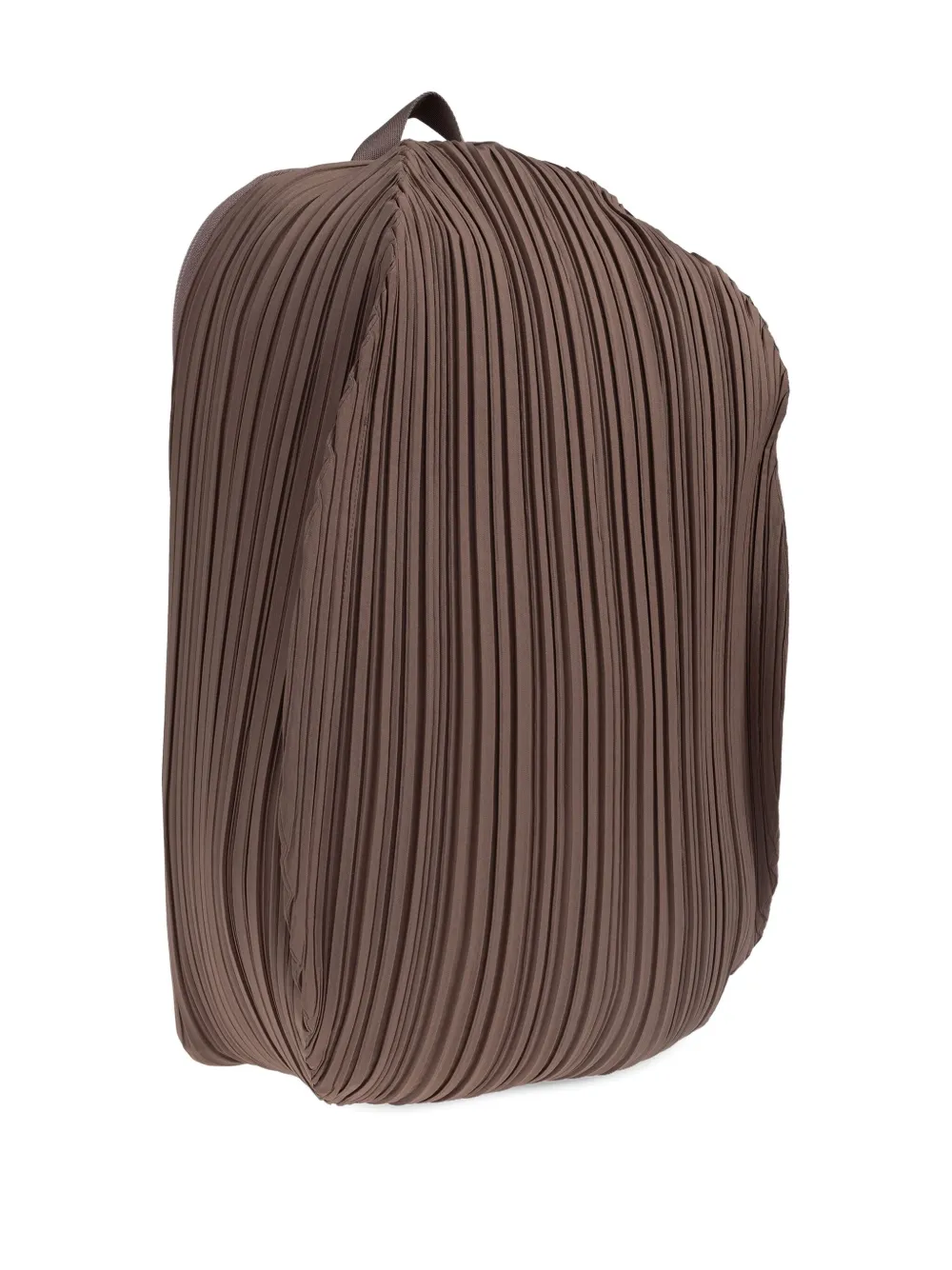Issey Miyake Pleated Oval Backpack In Brown