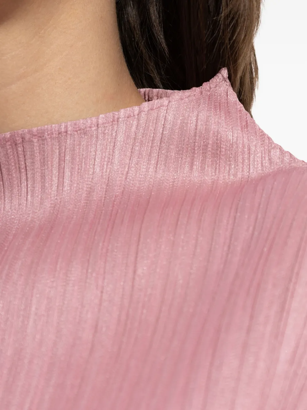 Issey Miyake Pleated Funnel-neck Midi Dress In Pink