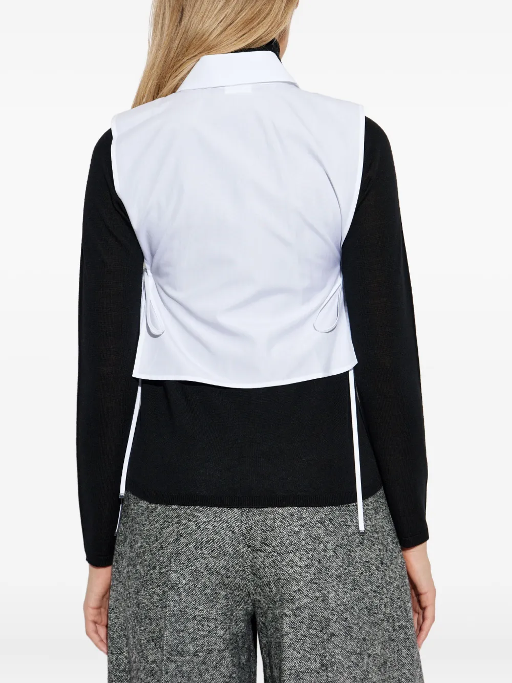 Max Mara Side-ties Pintuck-detail Shirt In White