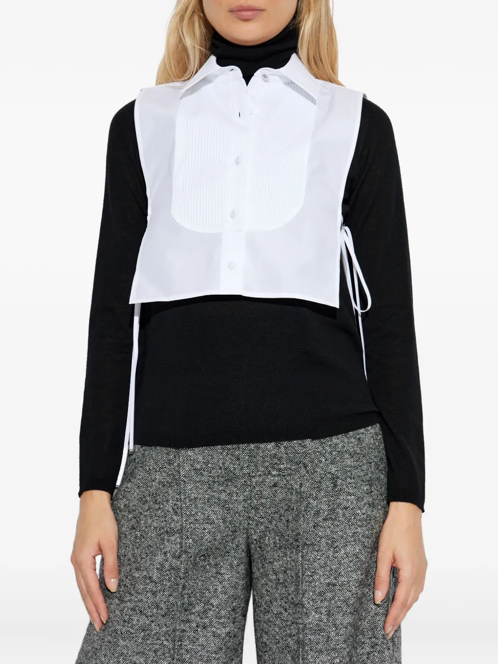 Max Mara Side-ties Pintuck-detail Shirt In White