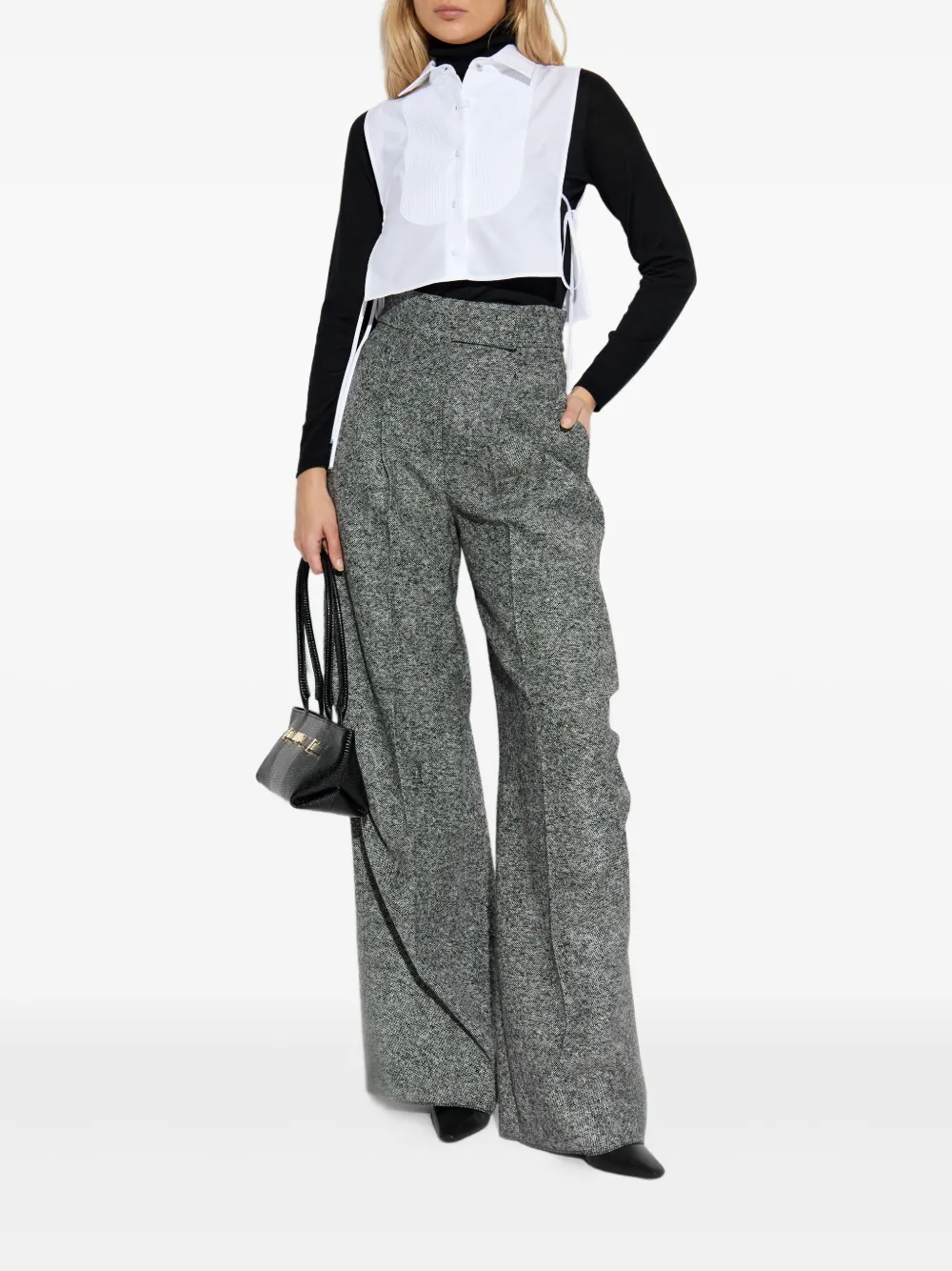 Max Mara Side-ties Pintuck-detail Shirt In White