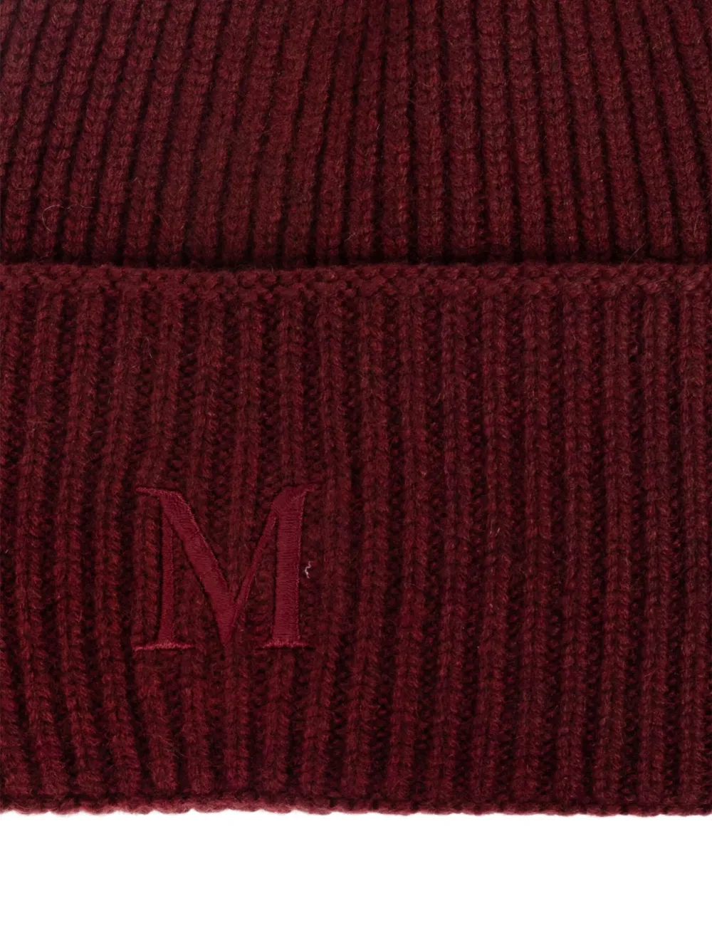Max Mara Mmretina Ribbed-initial Beanie Hat In Brown