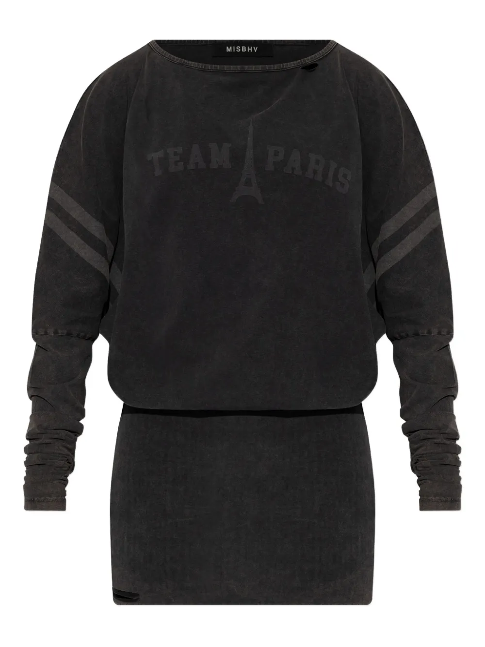 Misbhv Team Paris Long-sleeved Mini Dress In Black